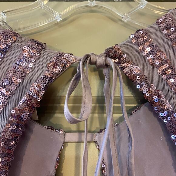 Anthropologie NEW Women's Size 2 Lilac Purple Sequined Open-Back Mini Dress NWT - Picture 6 of 10